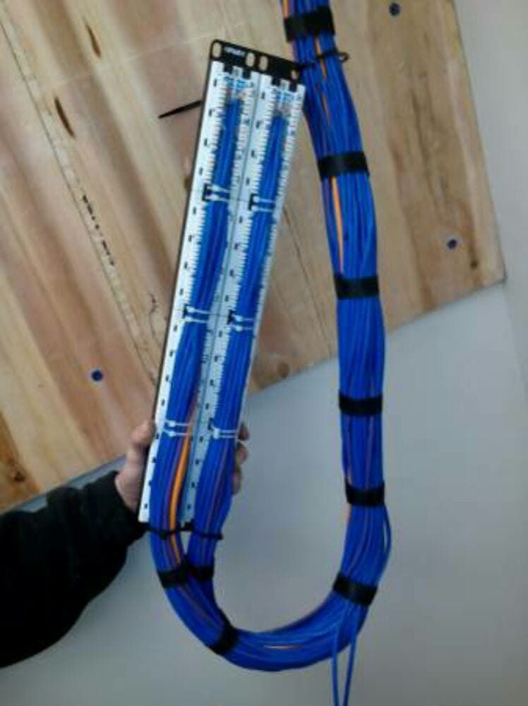 24-port patch panel terminated and bundled