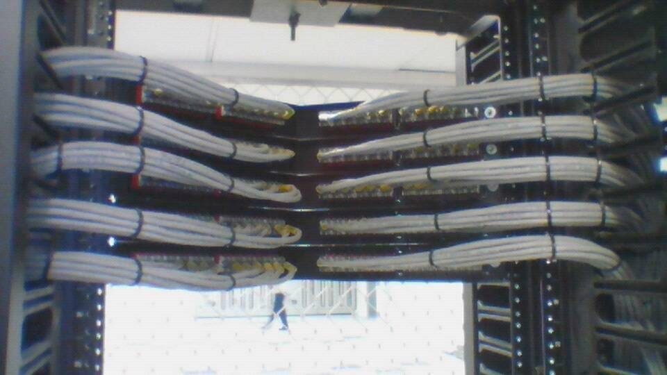 Cat6 network cabling on a labeled patch panel