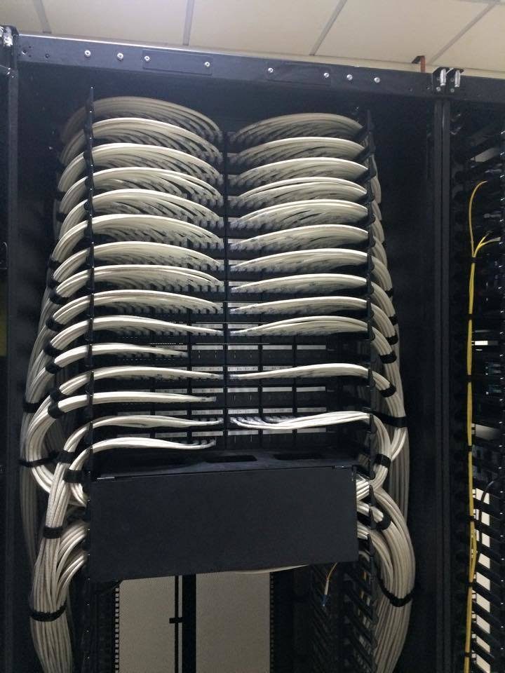 Vertical cable management on a network rack